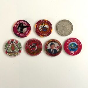 7 Trump Atlantic City Casino Chips from Trump Plaza, Marina, and Taj Mahal